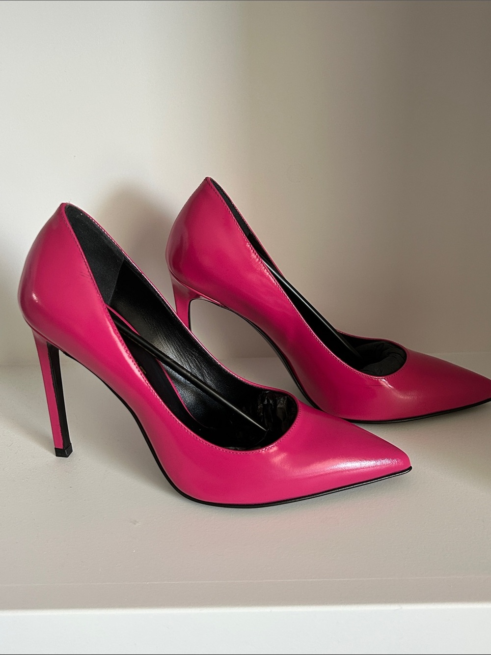 Saint Laurent Paris Shiny Leather Paris Pumps 105mm | Fuchsia Pink | EU 36 | Box - Picture 6 of 16